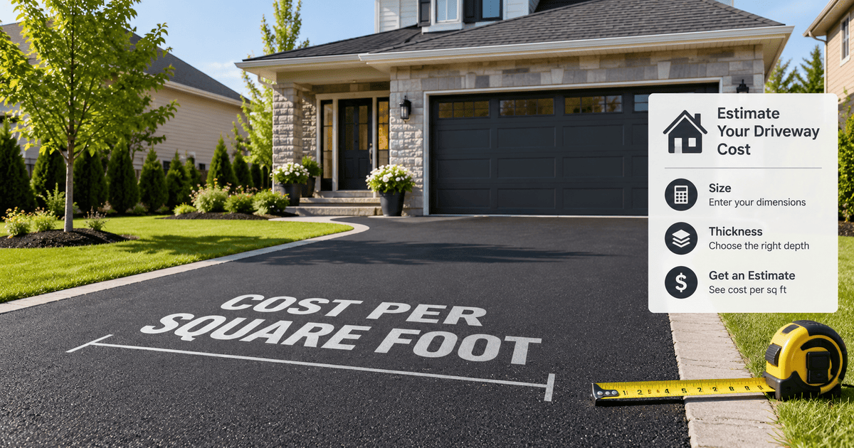 Fresh asphalt driveway with a cost per square foot estimating guide